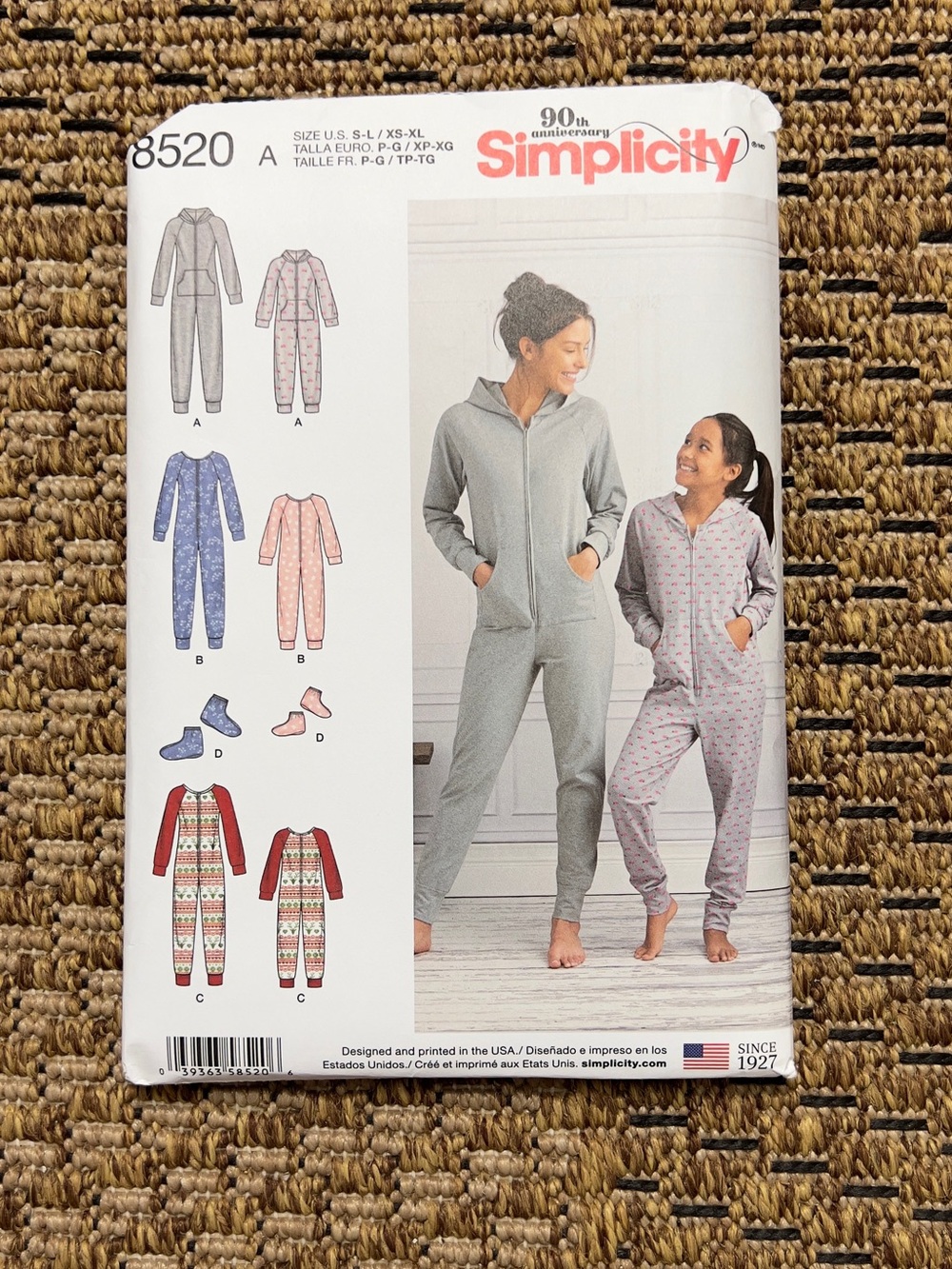 Simplicity 8520 Onesie Pajama Pattern